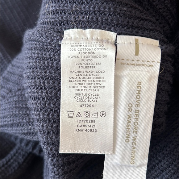 Loft Navy Blue Ribbed White Bow Tie Crew Neck Cotton Knit Pullover Sweater NWOT - Picture 14 of 15